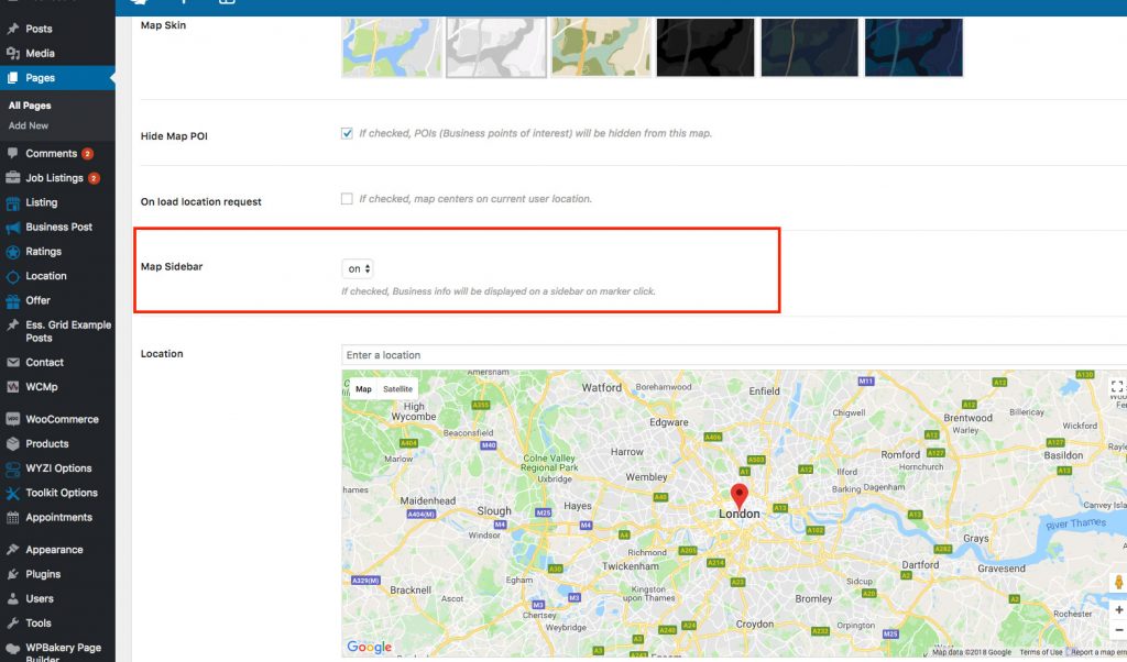 Map Sidebar in Global Map WYZI Documentation